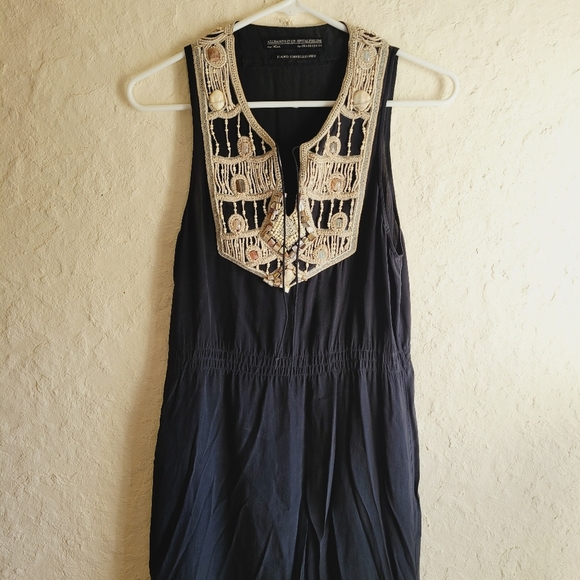 Allsaints Arcadian Black Maxi Dress Beaded Embellished Silk - Picture 2 of 15